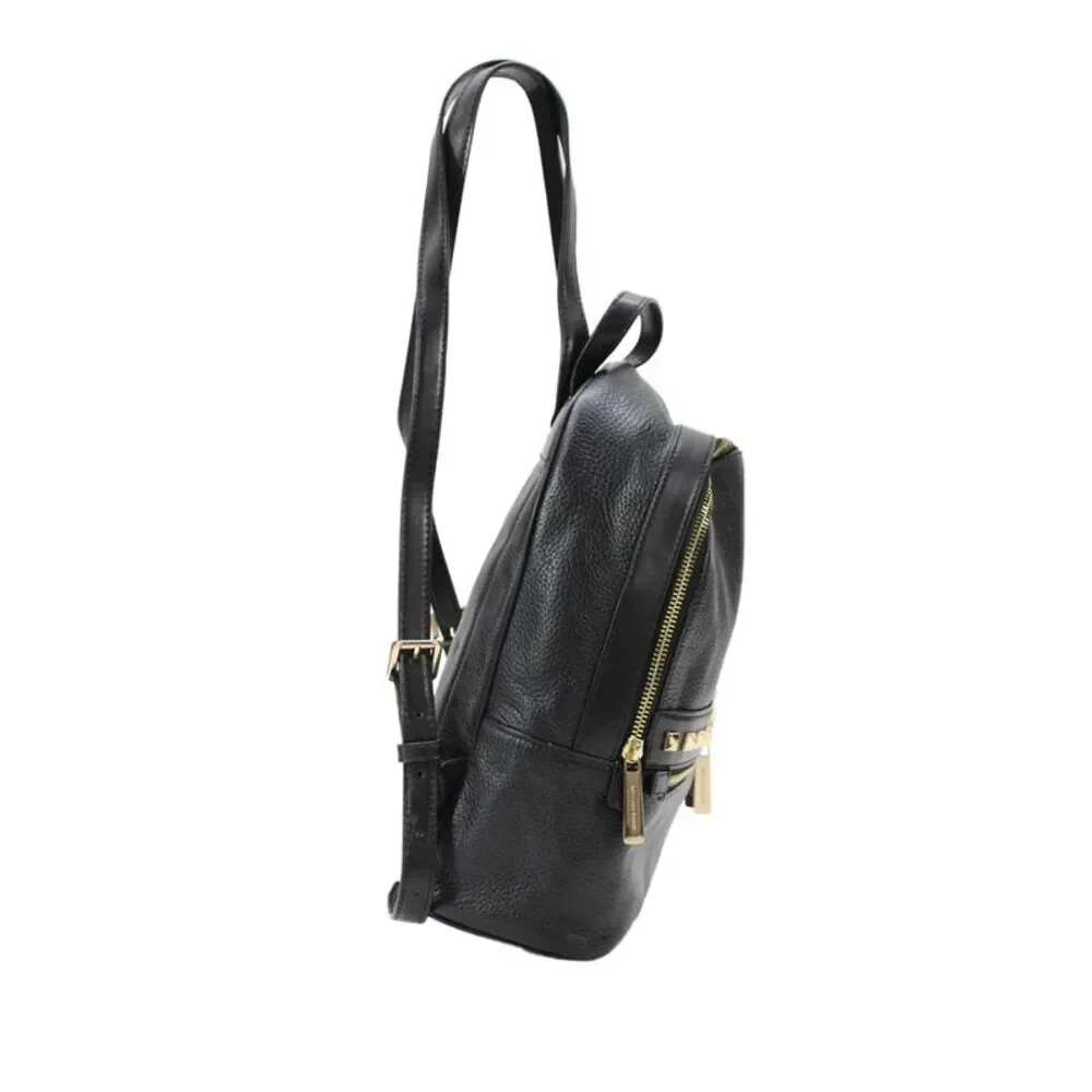 Michael Kors Kenly Medium Studded Pebbled Leather Zippered Backpack Black